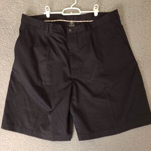 Nike Shorts Mens 42 Black Golf Golfer Pleated Swoosh Logo‎ Casual